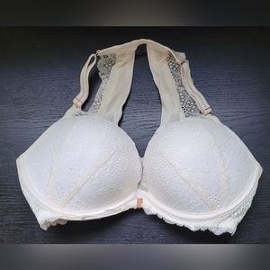 VS PINK Front Clousure Lace Date Push Up Racerback Bra 34DD (34E)